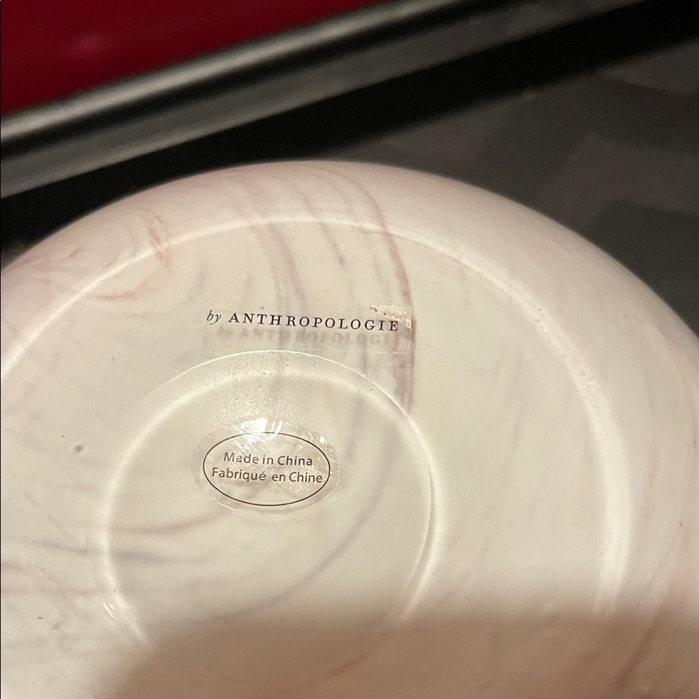 Anthropologie White and Pale Pink Marble-Effect Glads Vase - Picture 2 of 5